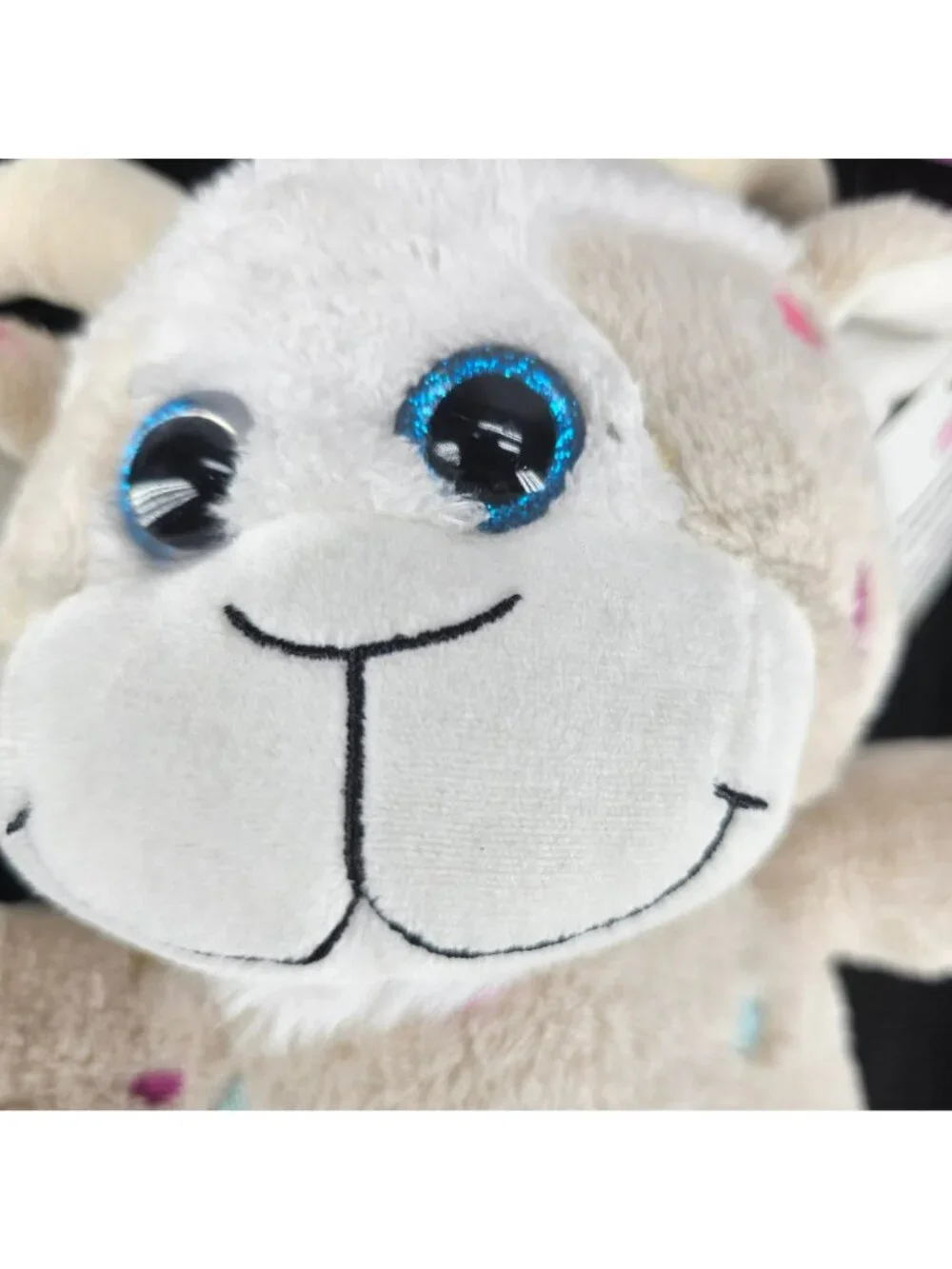 Sugar Loaf Beige Polka Dot Goat Plush Toy With Blue Glitter Eyes 2019